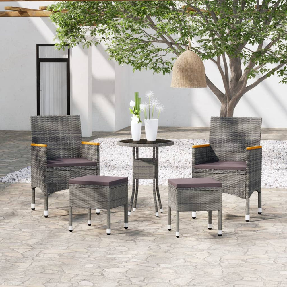 vidaXL Ensemble de mobilier de jardin 5 pcs Résine tressée Gris