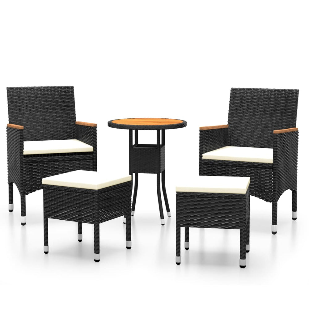 vidaXL Salon de jardin 5 pcs résine tressée Noir