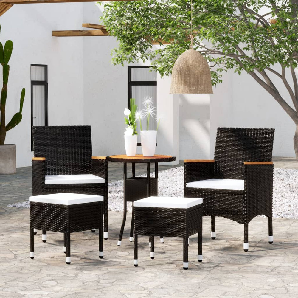 vidaXL Salon de jardin 5 pcs résine tressée Noir