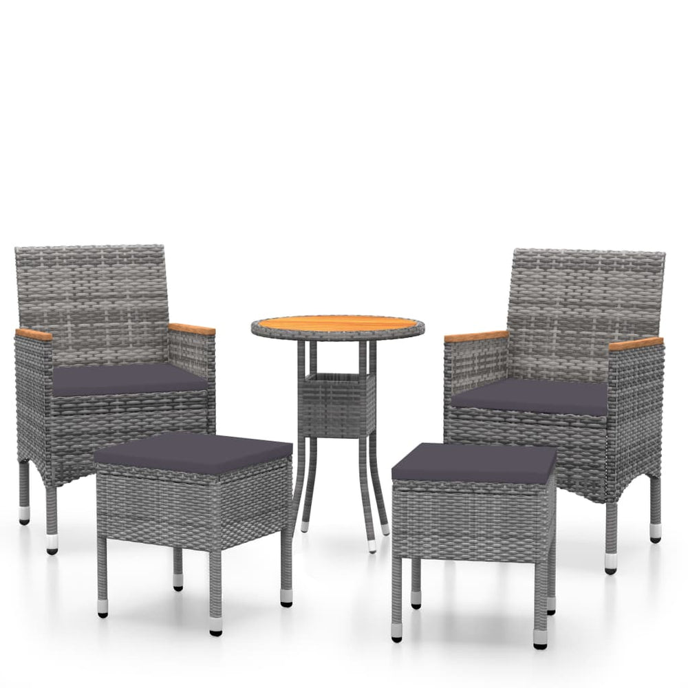 vidaXL Ensemble de mobilier de jardin 5 pcs Résine tressée Gris
