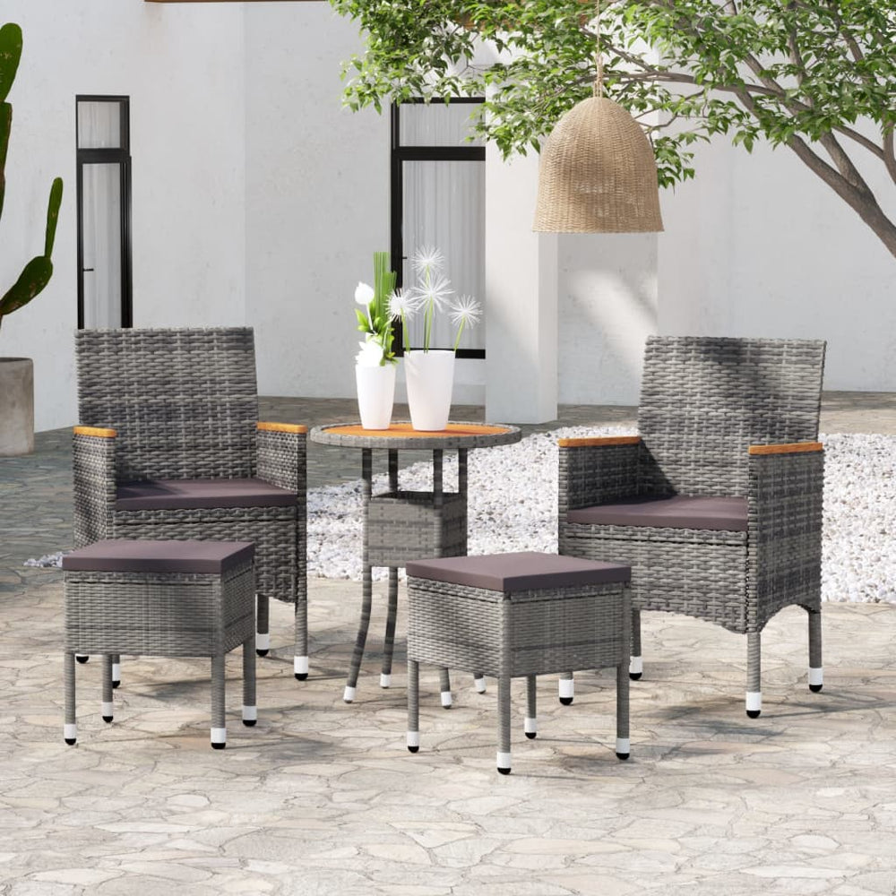 vidaXL Ensemble de mobilier de jardin 5 pcs Résine tressée Gris