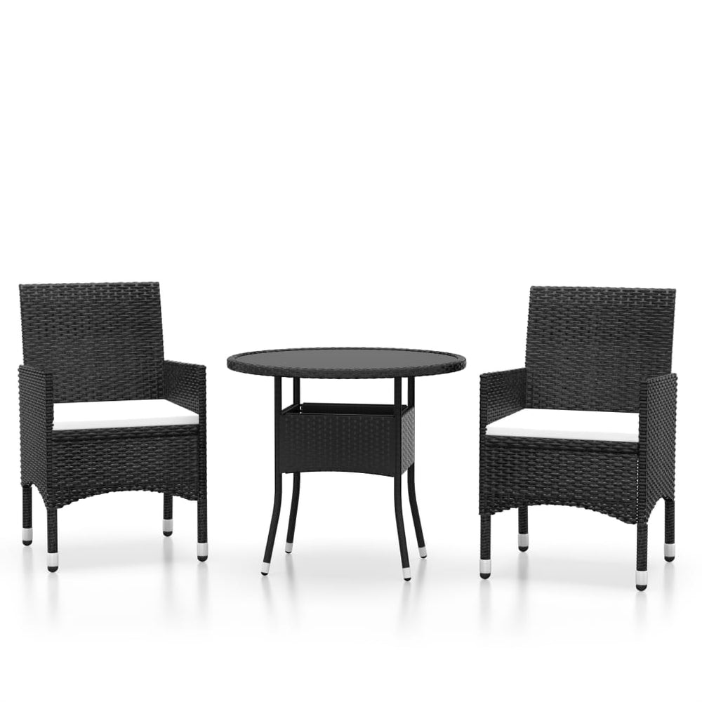 vidaXL Salon de jardin à dîner 3 pcs Résine tressée Noir
