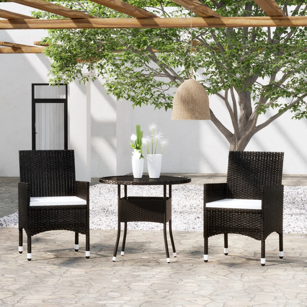 vidaXL Salon de jardin à dîner 3 pcs Résine tressée Noir