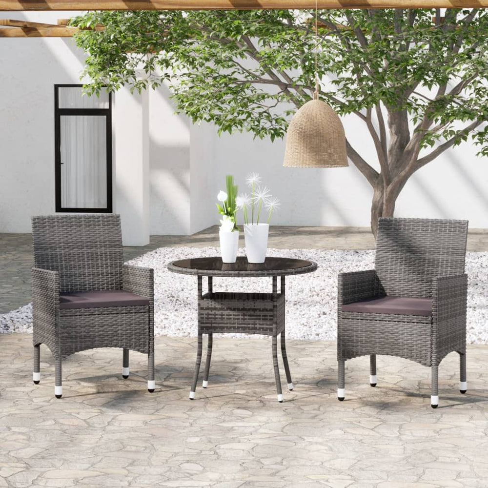 vidaXL Ensemble de salle à manger de jardin 3 pièces en résine tressée gris