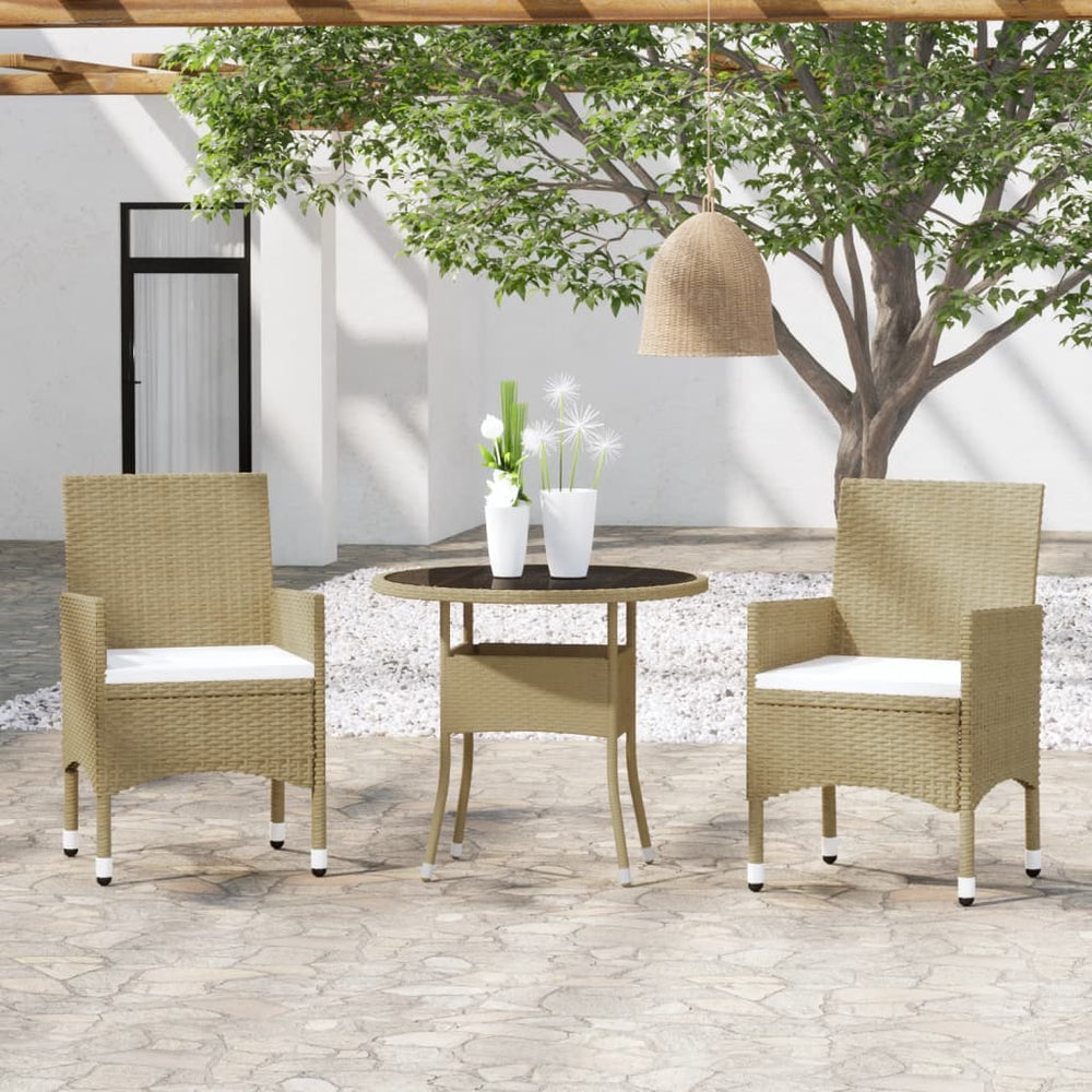vidaXL Salon de jardin 3 pcs Résine tressée Beige