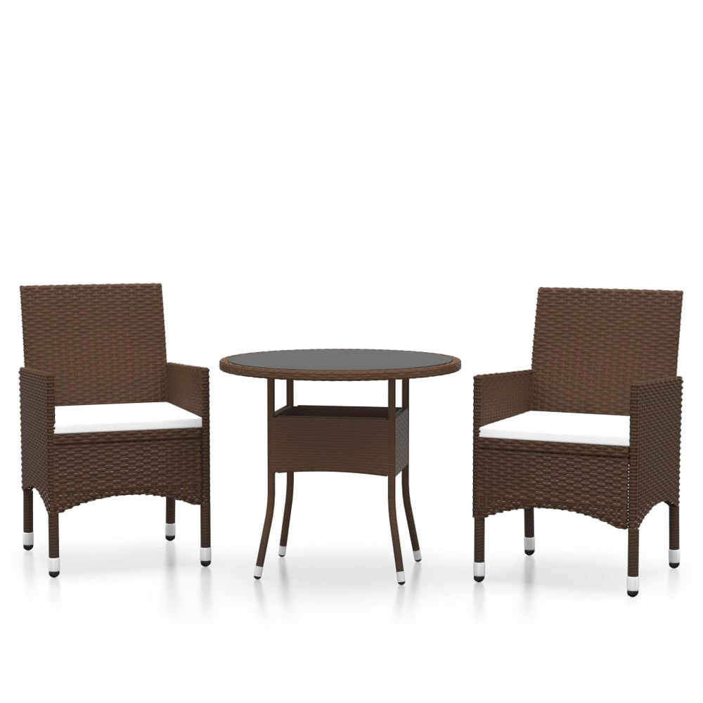 vidaXL Salon de jardin 3 pcs en résine tressée Marron
