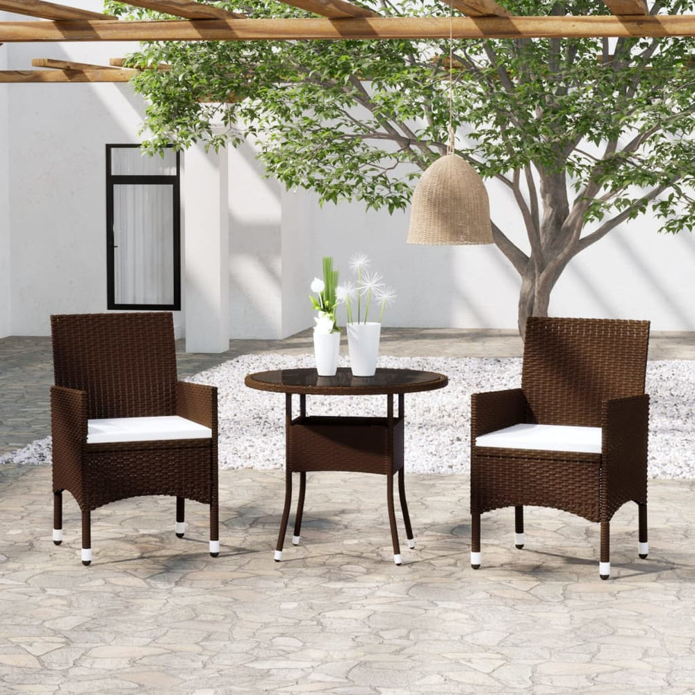 vidaXL Salon de jardin 3 pcs en résine tressée Marron