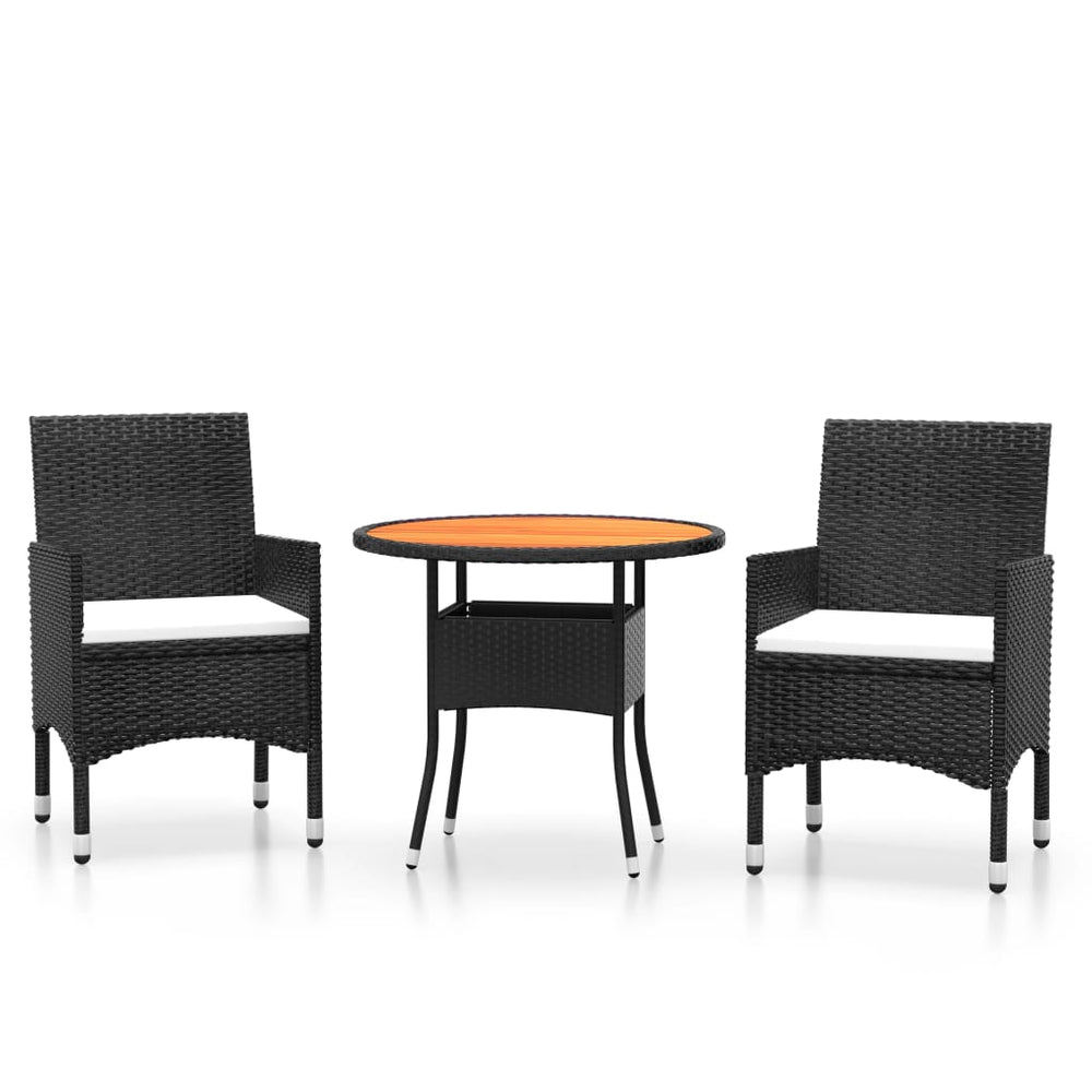 vidaXL Salon de jardin à dîner 3 pcs Résine tressée Noir