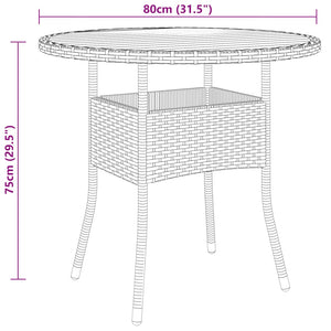 3-tlg. Garten-Essgruppe Poly Rattan Schwarz