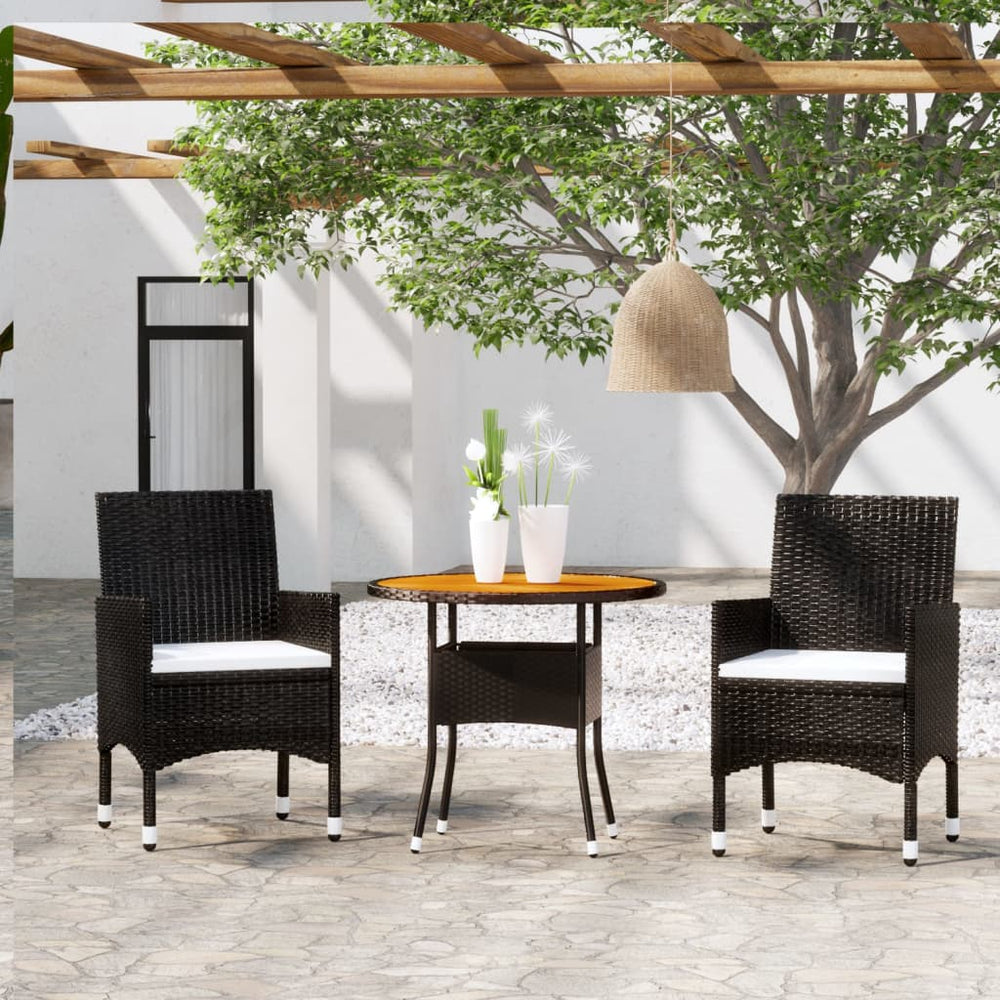 vidaXL Salon de jardin à dîner 3 pcs Résine tressée Noir