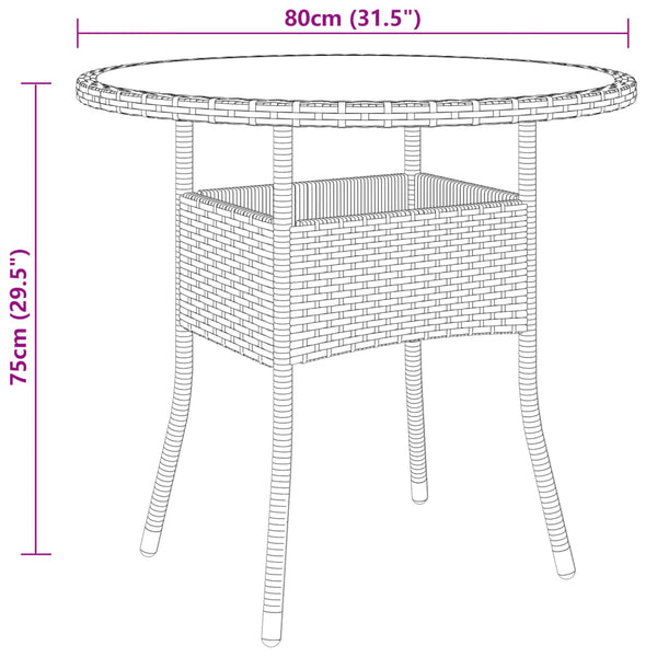 3-tlg. Garten-Essgruppe Poly Rattan Schwarz