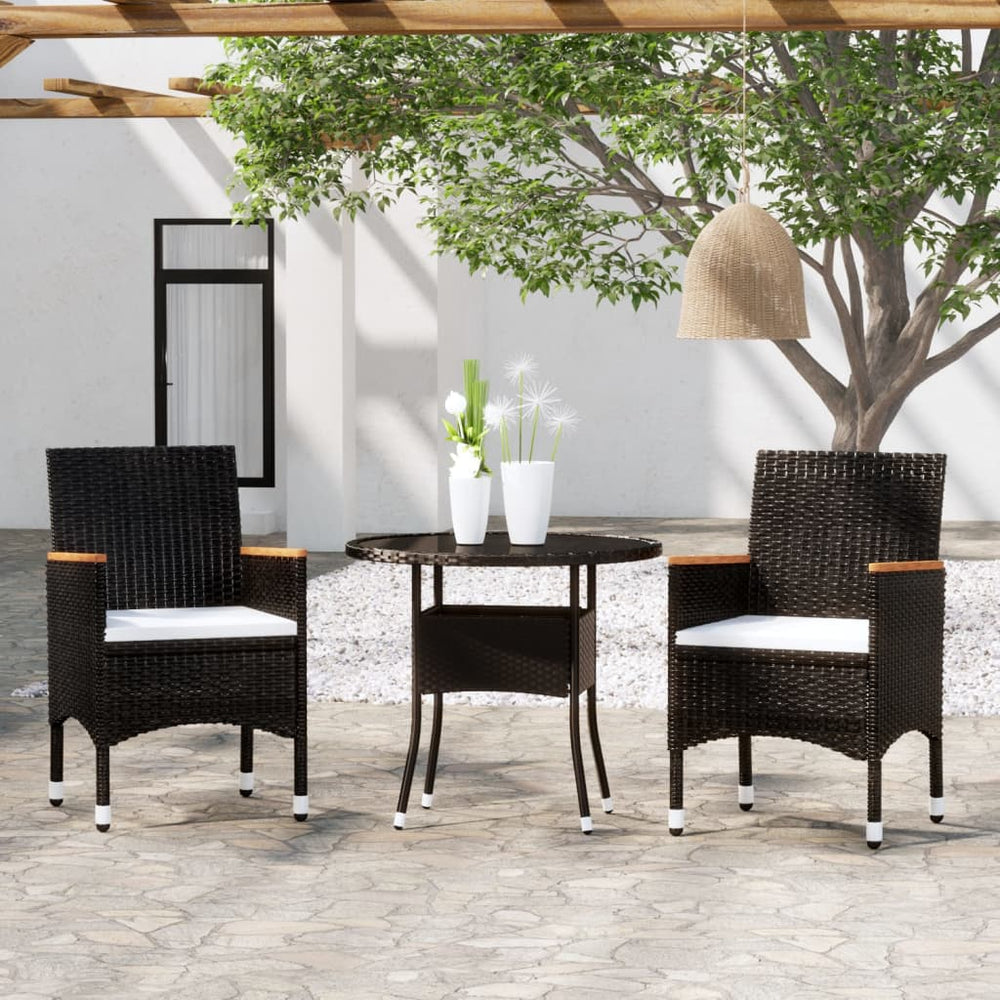 vidaXL Salon de jardin à dîner 3 pcs Résine tressée Noir