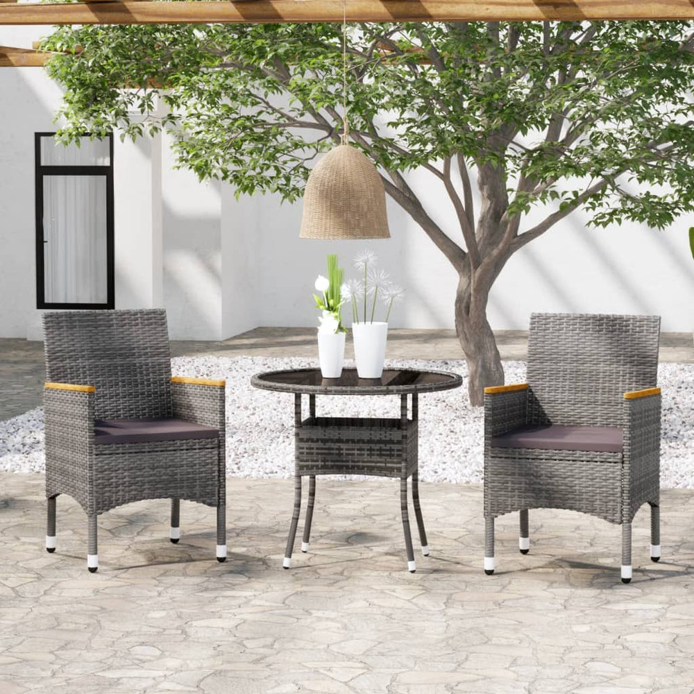 vidaXL Ensemble de salle à manger de jardin 3 pièces en résine tressée gris