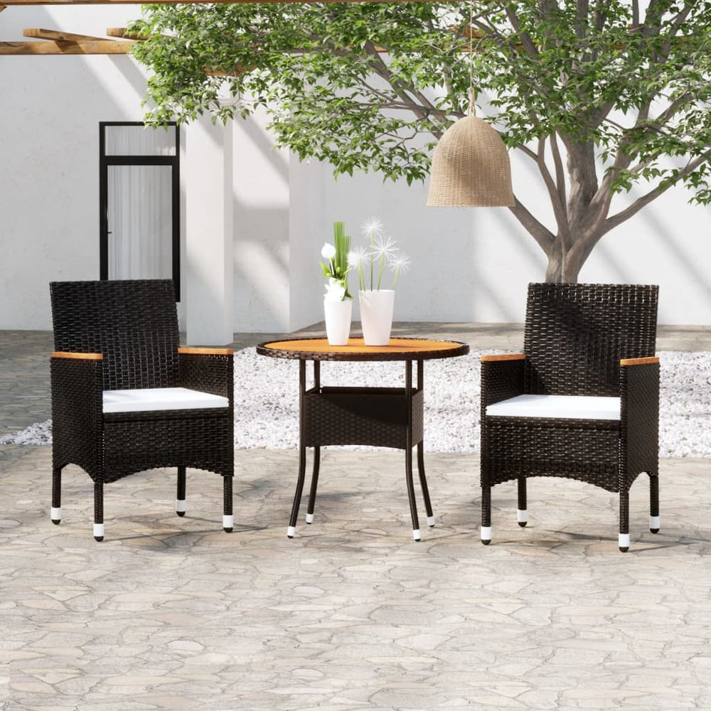 vidaXL Salon de jardin à dîner 3 pcs Résine tressée Noir
