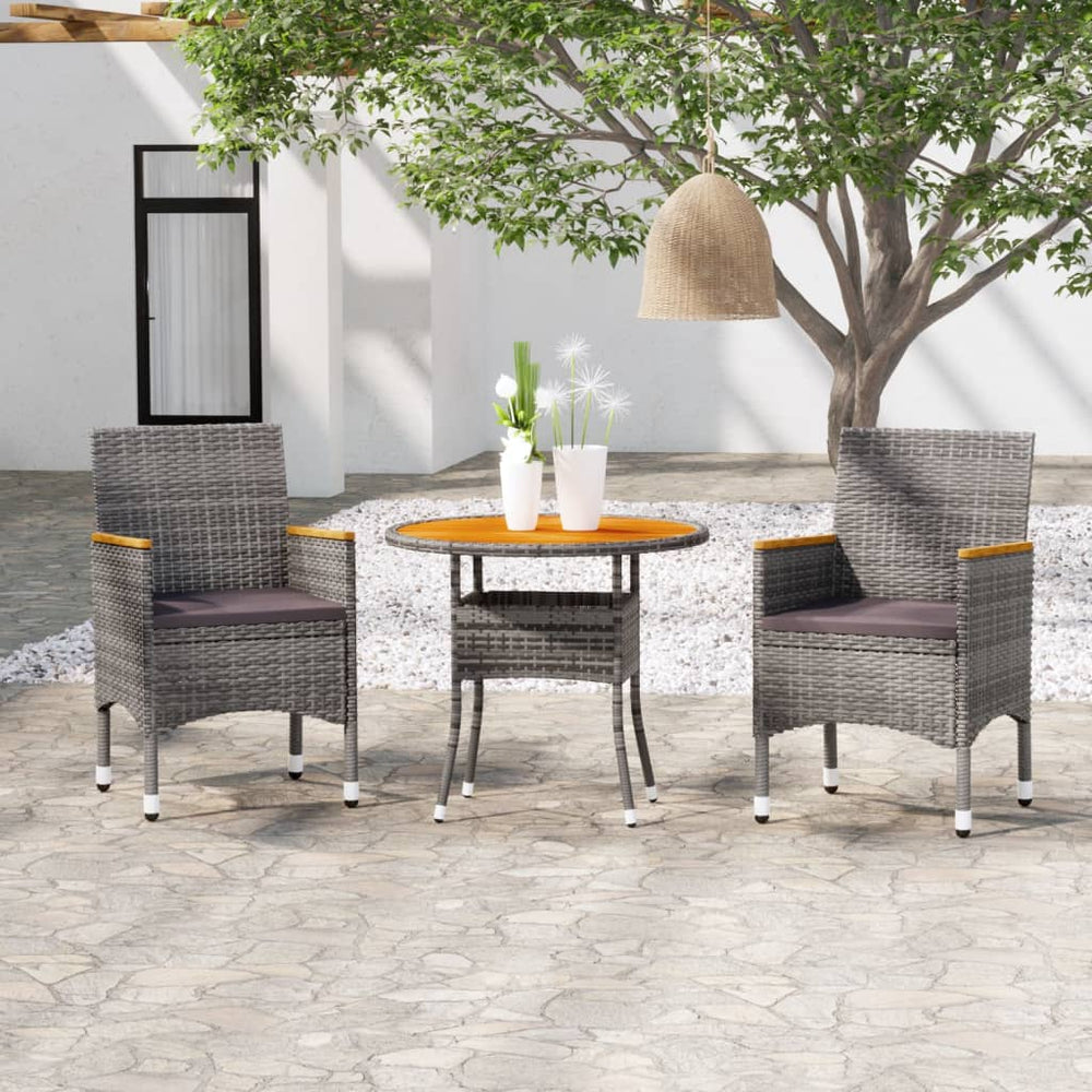 vidaXL Ensemble de salle à manger de jardin 3 pièces en résine tressée gris