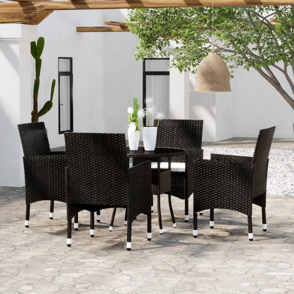 vidaXL Salon de jardin 5 pcs résine tressée Noir