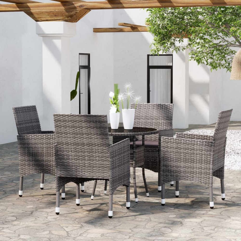 vidaXL Ensemble de salle à manger de jardin 5 pièces en résine tressée gris