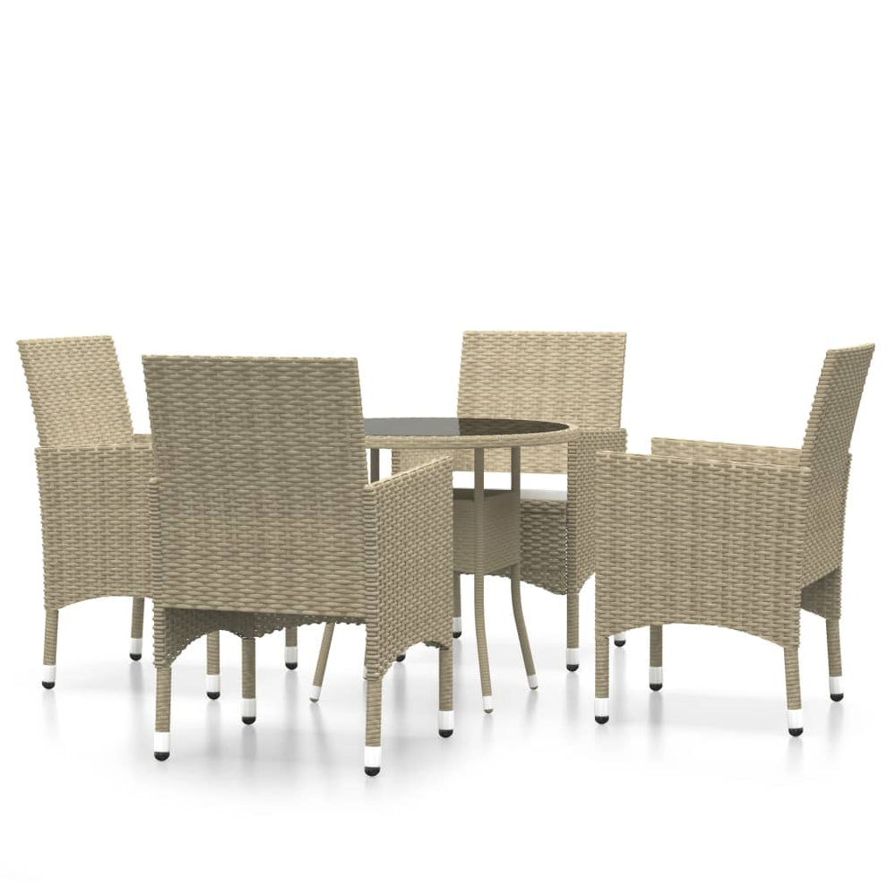 vidaXL Salon de jardin à dîner 5 pcs en résine tressée beige
