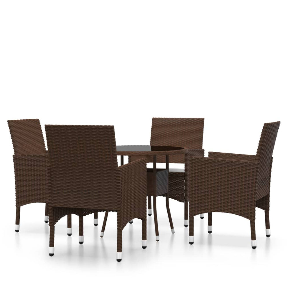 vidaXL Salon de jardin à dîner 5 pcs Résine tressée Marron