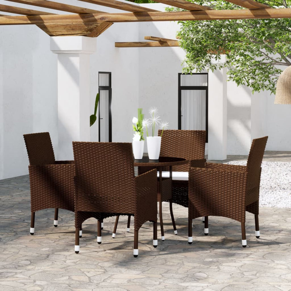 vidaXL Salon de jardin à dîner 5 pcs Résine tressée Marron