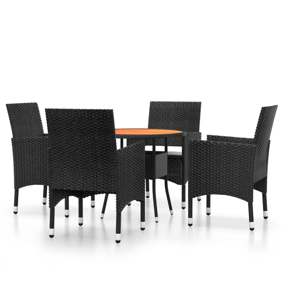 vidaXL Salon de jardin 5 pcs résine tressée Noir