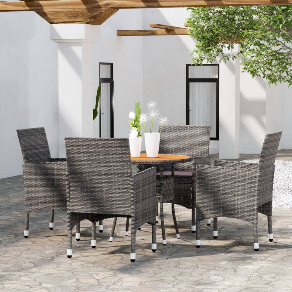 vidaXL Ensemble de salle à manger de jardin 5 pièces en résine tressée gris