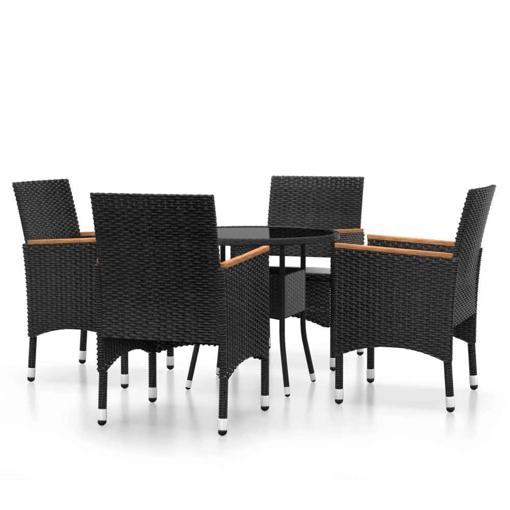 vidaXL Salon de jardin 5 pcs résine tressée Noir