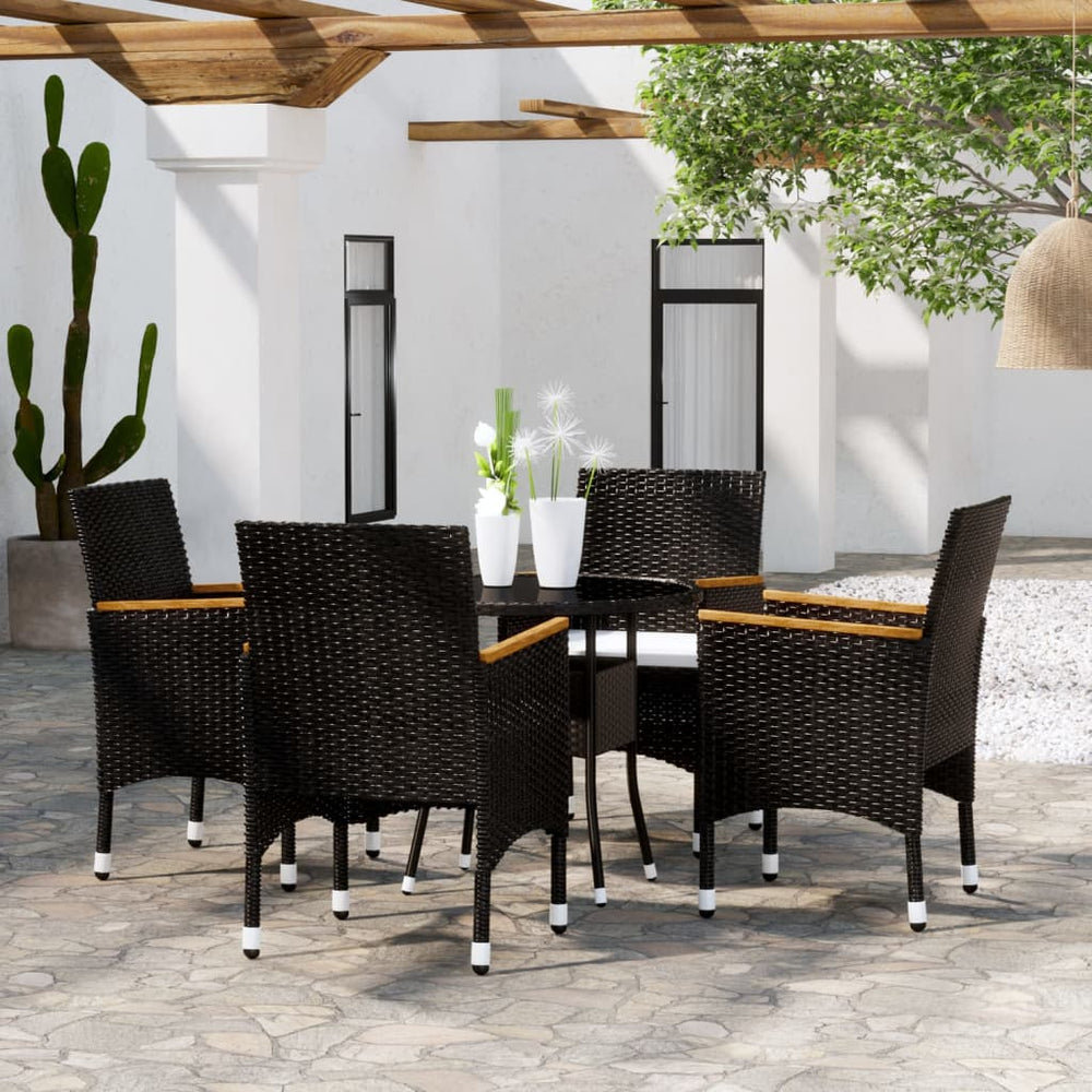 vidaXL Salon de jardin 5 pcs résine tressée Noir