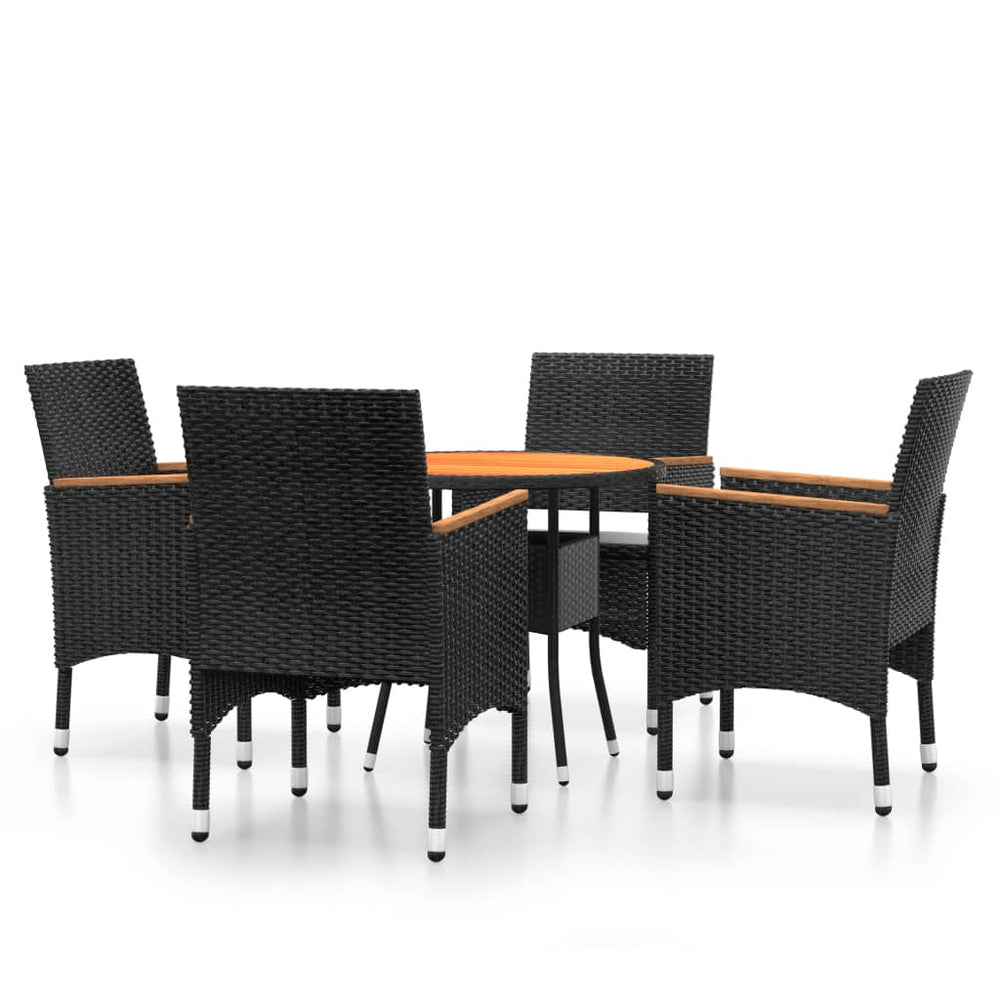 vidaXL Salon de jardin 5 pcs résine tressée Noir