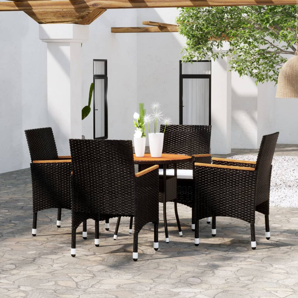 vidaXL Salon de jardin 5 pcs résine tressée Noir