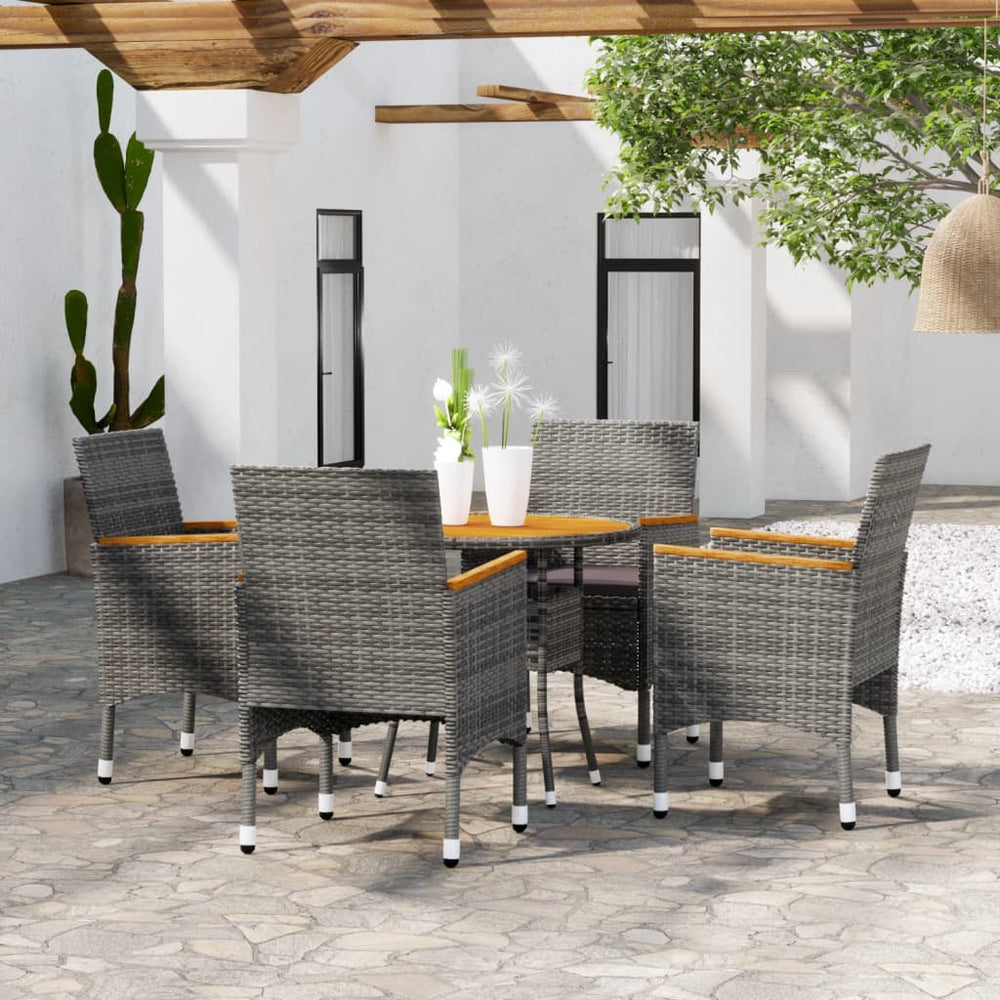 vidaXL Ensemble de salle à manger de jardin 5 pièces en résine tressée gris