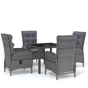 5-tlg. Garten-Essgruppe Poly Rattan Grau