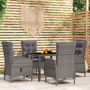 5-tlg. Garten-Essgruppe Poly Rattan Grau