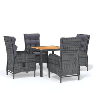 5-tlg. Garten-Essgruppe Poly Rattan Grau
