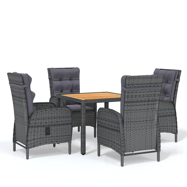 5-tlg. Garten-Essgruppe Poly Rattan Grau