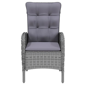 5-tlg. Garten-Essgruppe Poly Rattan Grau