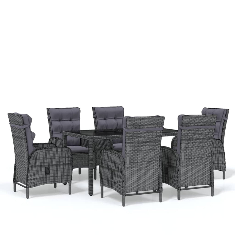 vidaXL Salon de jardin à dîner 7 pcs Résine tressée Gris