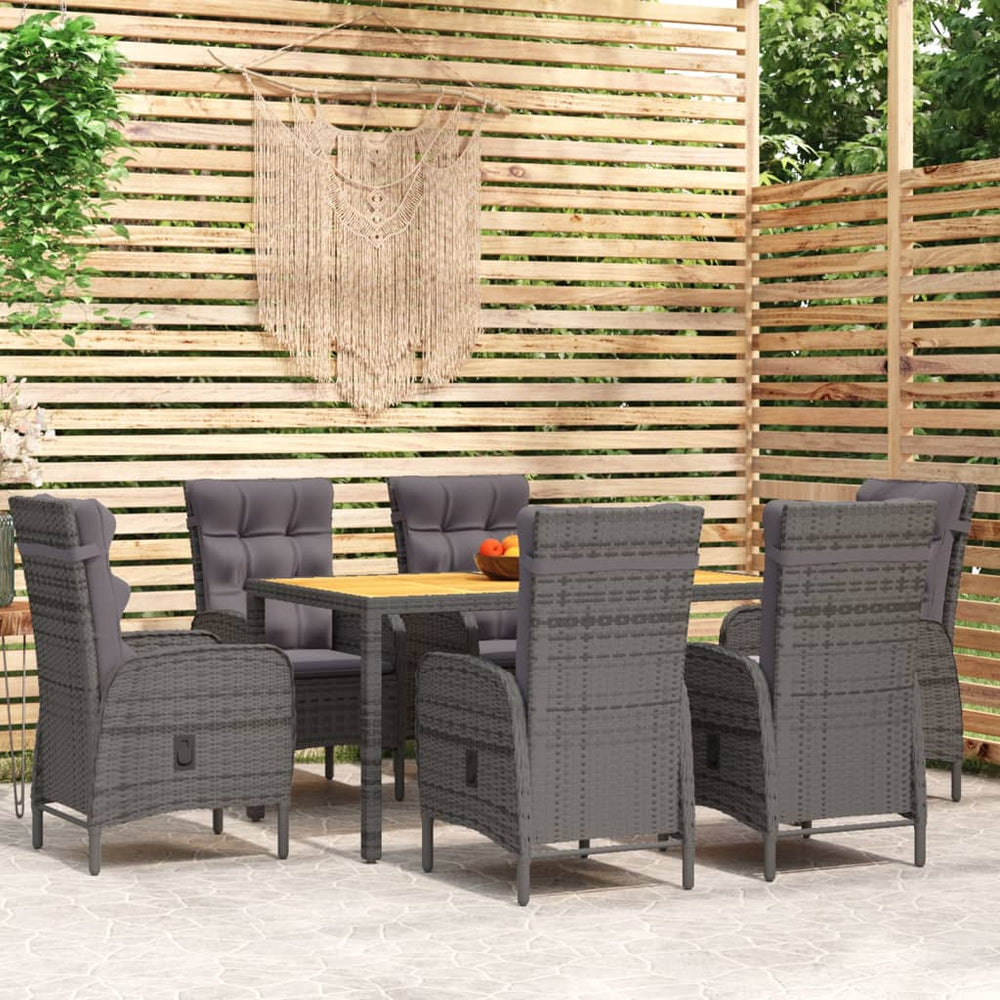 vidaXL Salon de jardin à dîner 7 pcs Résine tressée Gris