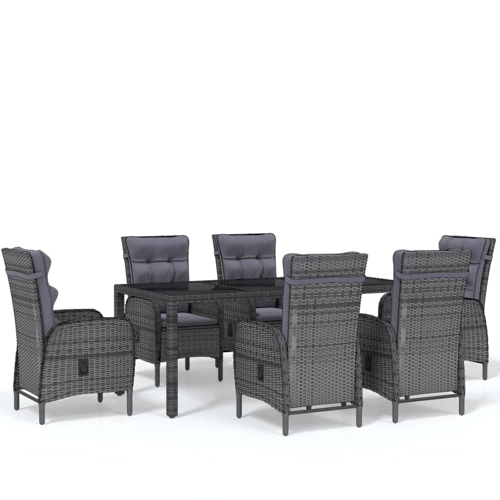 vidaXL Salon de jardin à dîner 7 pcs Résine tressée Gris