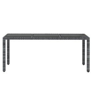 7-tlg. Garten-Essgruppe Poly Rattan Grau