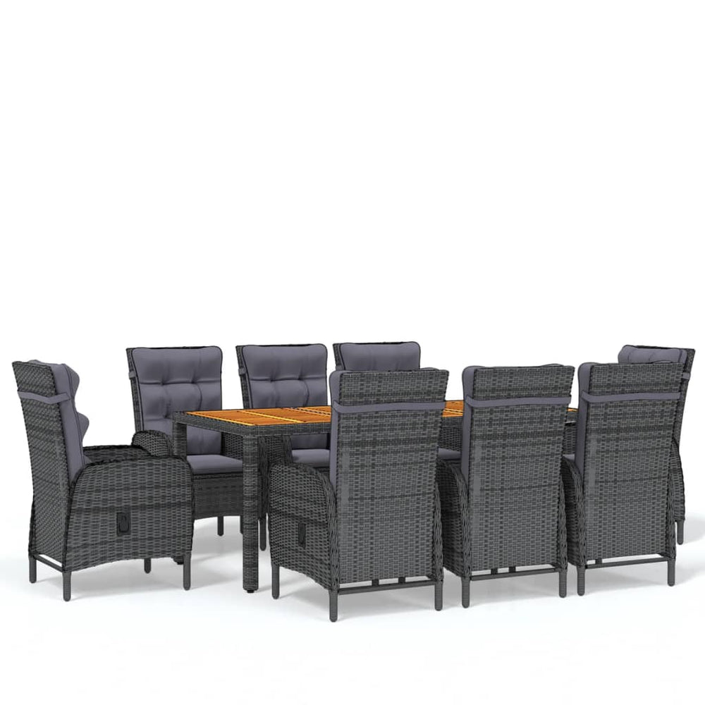 vidaXL Salon de jardin à dîner 9 pcs Résine tressée Gris