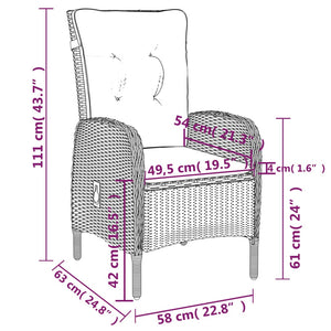 9-tlg. Garten-Essgruppe Poly Rattan Grau