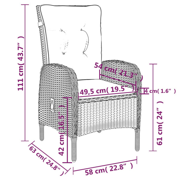 9-tlg. Garten-Essgruppe Poly Rattan Grau