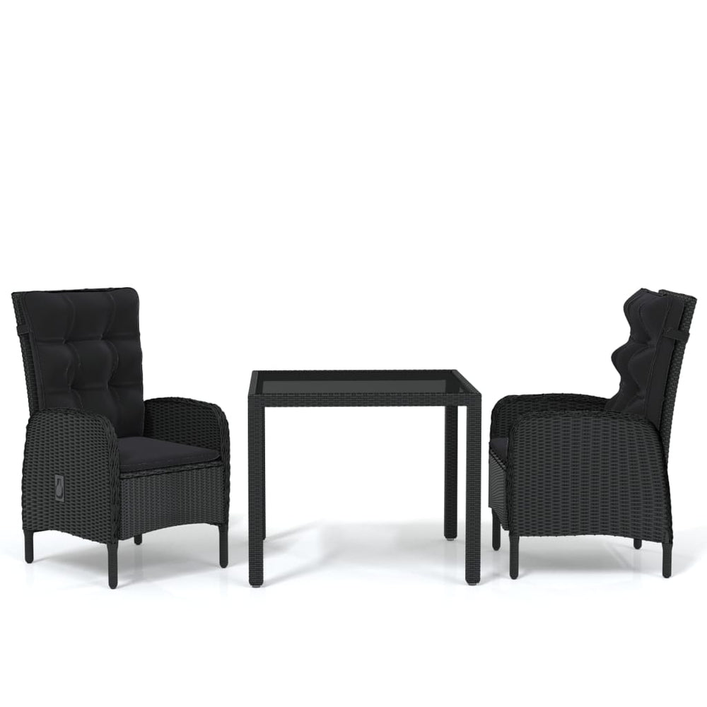 vidaXL Salon de jardin à dîner 3 pcs Résine tressée Noir