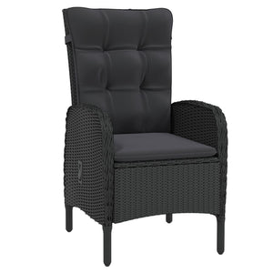 3-tlg. Garten-Essgruppe Poly Rattan Schwarz