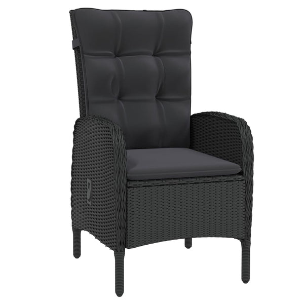 3-tlg. Garten-Essgruppe Poly Rattan Schwarz