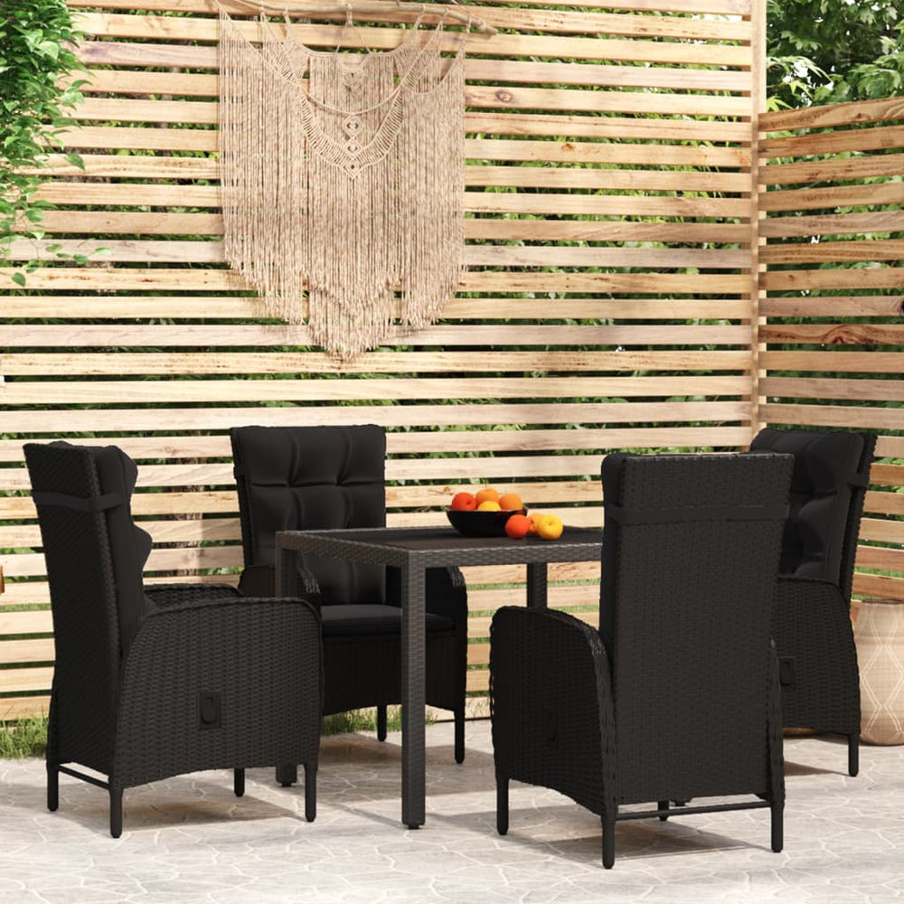 vidaXL Salon de jardin 5 pcs résine tressée Noir