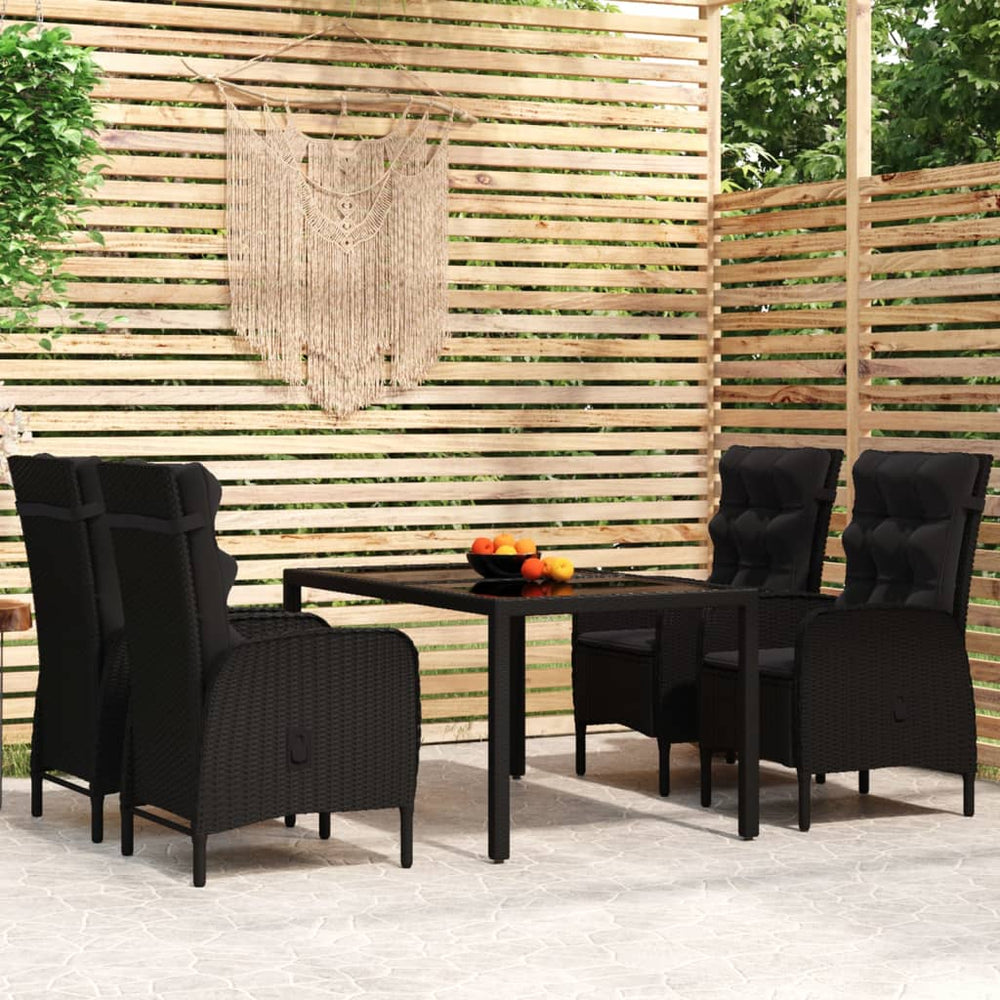 vidaXL Salon de jardin 5 pcs résine tressée Noir