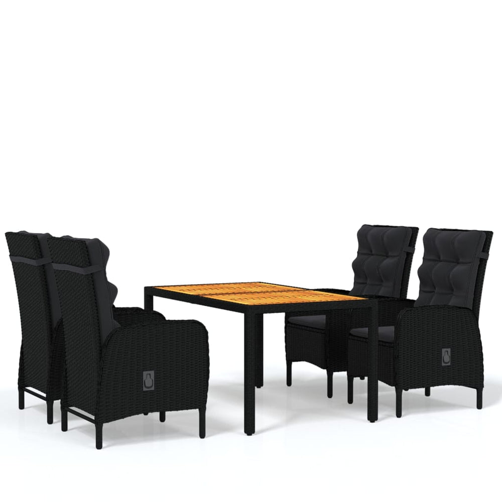 vidaXL Salon de jardin 5 pcs résine tressée Noir