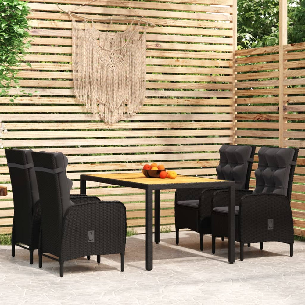 vidaXL Salon de jardin 5 pcs résine tressée Noir